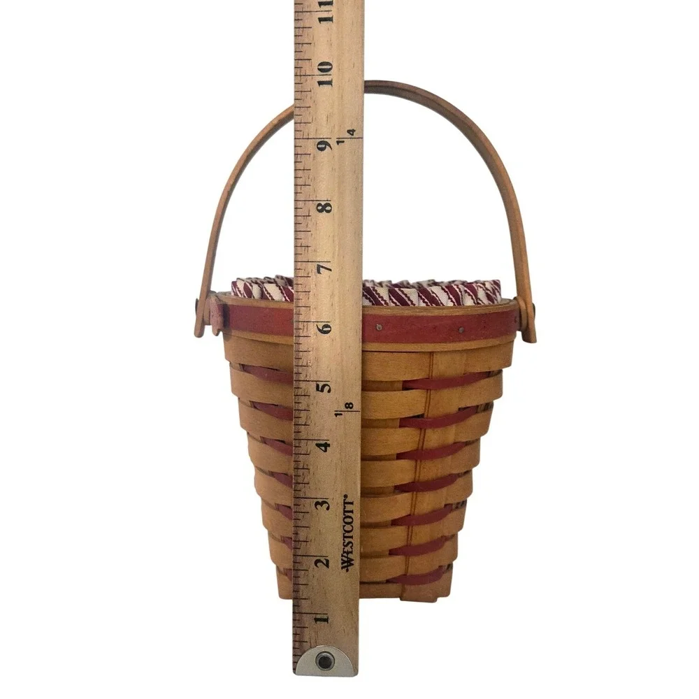 Longaberger‎ 1996 Sweetheart Bouquet Handwoven Tapered Basket Red Striped Lining
